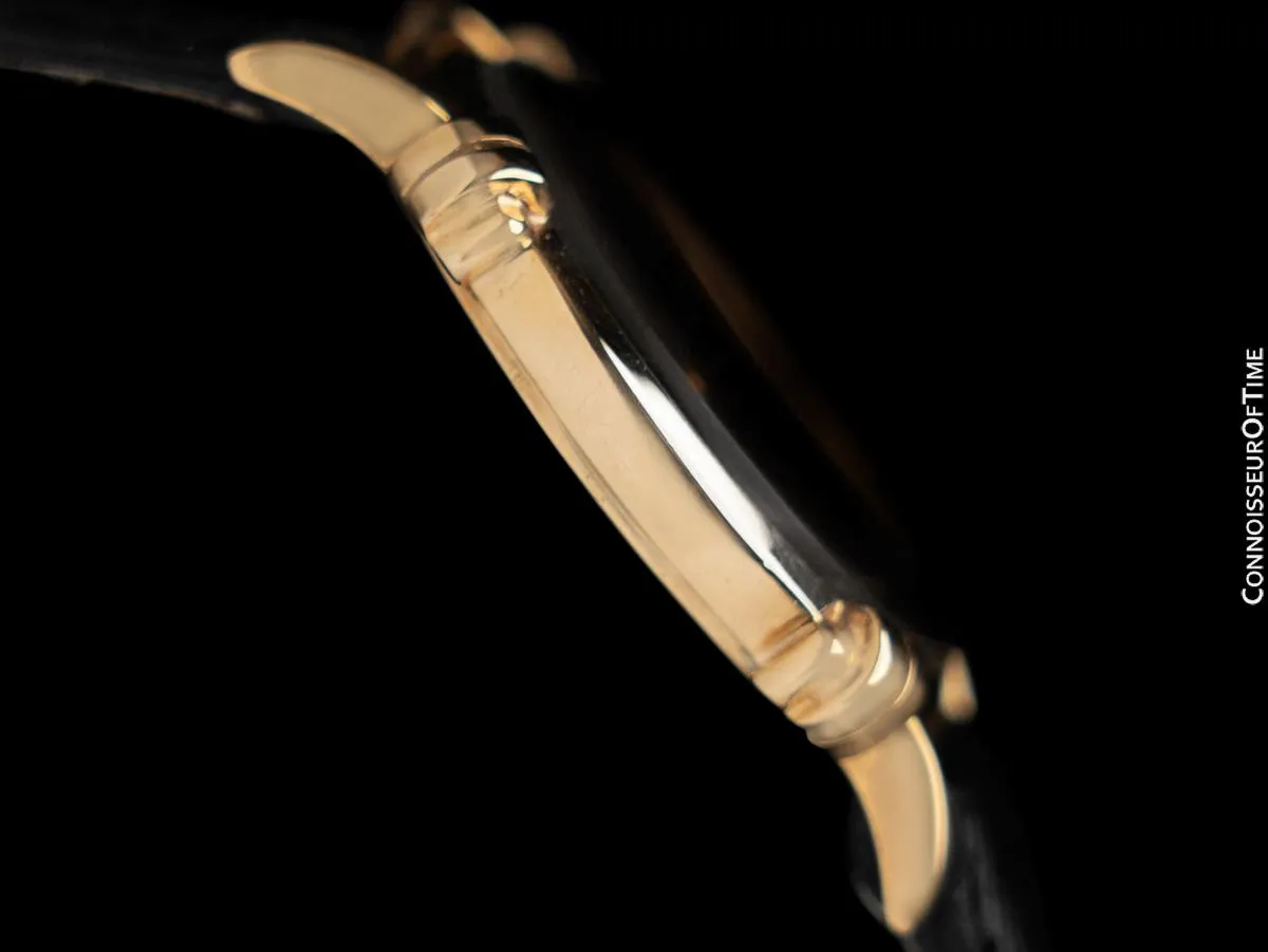 1950 Longines Vintage Mens Midsize Watch with Knot Lugs - 14K Gold