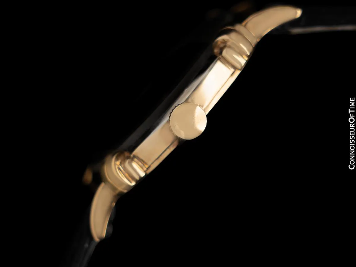 1950 Longines Vintage Mens Midsize Watch with Knot Lugs - 14K Gold