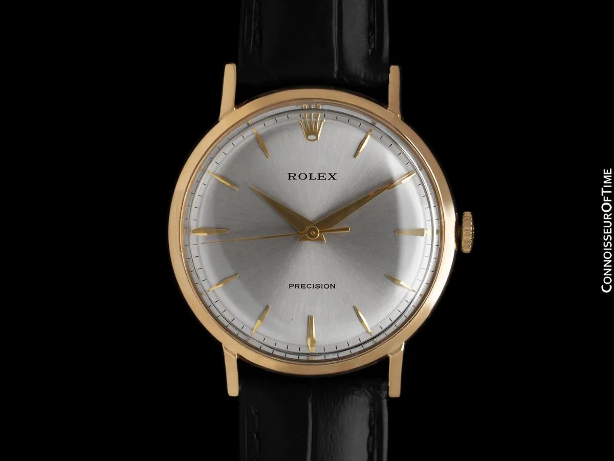 1950's Rolex Precision Vintage Mens Classic Ref. 9971 Dress Watch - 18K Gold with Service Papers