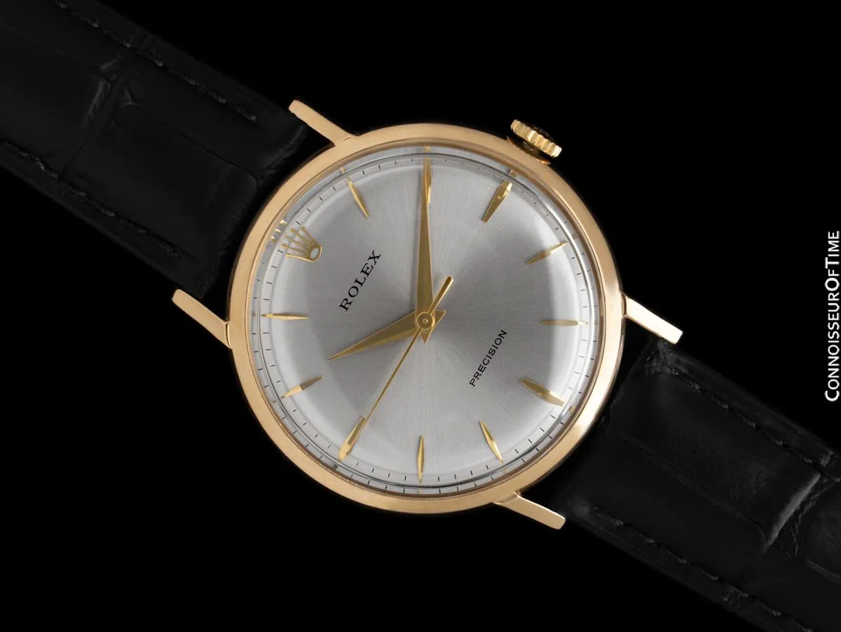1950's Rolex Precision Vintage Mens Classic Ref. 9971 Dress Watch - 18K Gold with Service Papers
