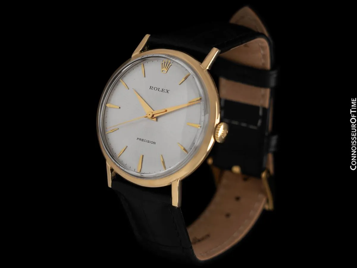 1950's Rolex Precision Vintage Mens Classic Ref. 9971 Dress Watch - 18K Gold with Service Papers