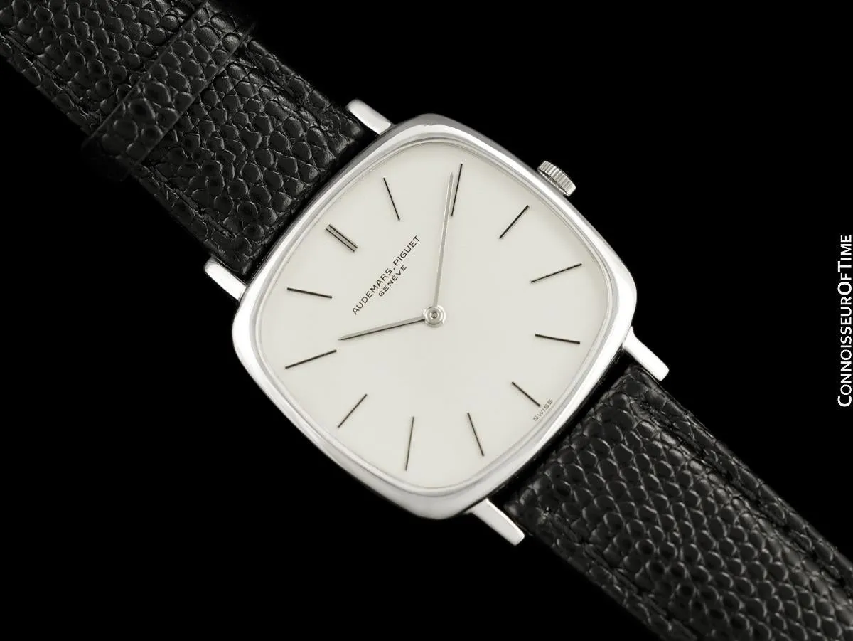 1972 Audemars Piguet Vintage Mens Full Size TV Shaped Dress Watch - 18K White Gold