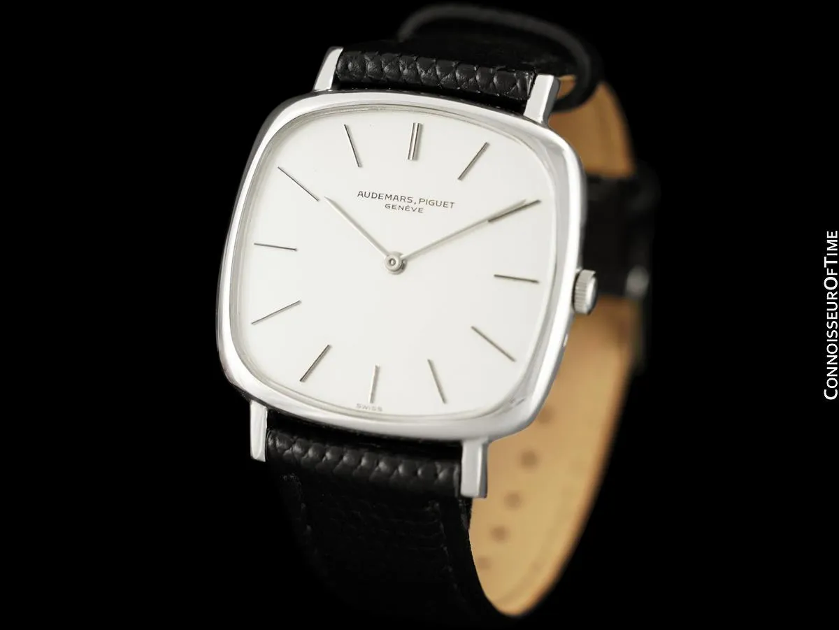 1972 Audemars Piguet Vintage Mens Full Size TV Shaped Dress Watch - 18K White Gold
