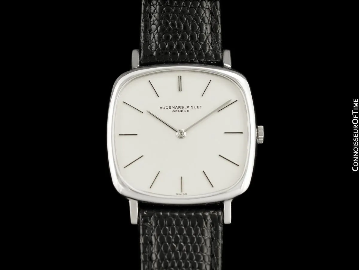 1972 Audemars Piguet Vintage Mens Full Size TV Shaped Dress Watch - 18K White Gold