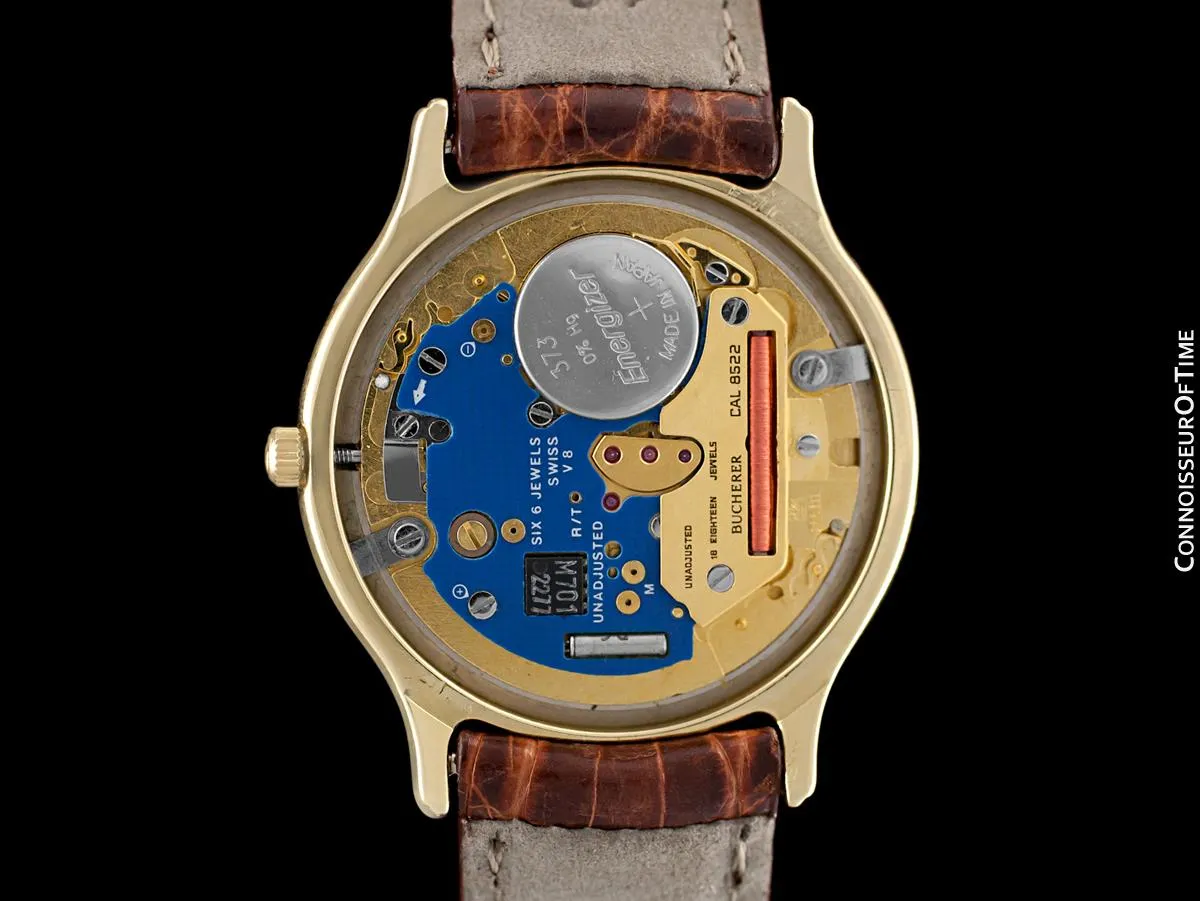 1980's Bucherer Vintage Mens Triple Calendar Quantième with Moonphase - 18K Gold
