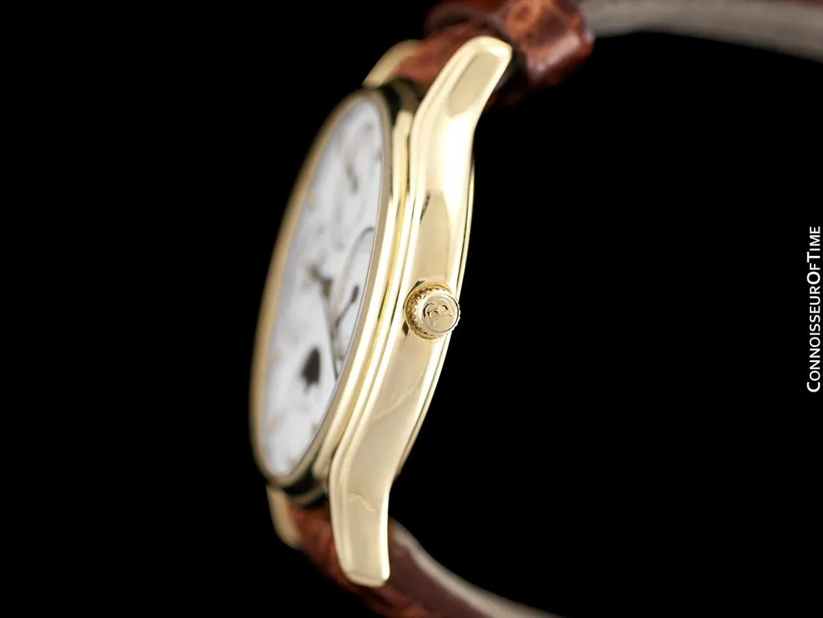 1980's Bucherer Vintage Mens Triple Calendar Quantième with Moonphase - 18K Gold