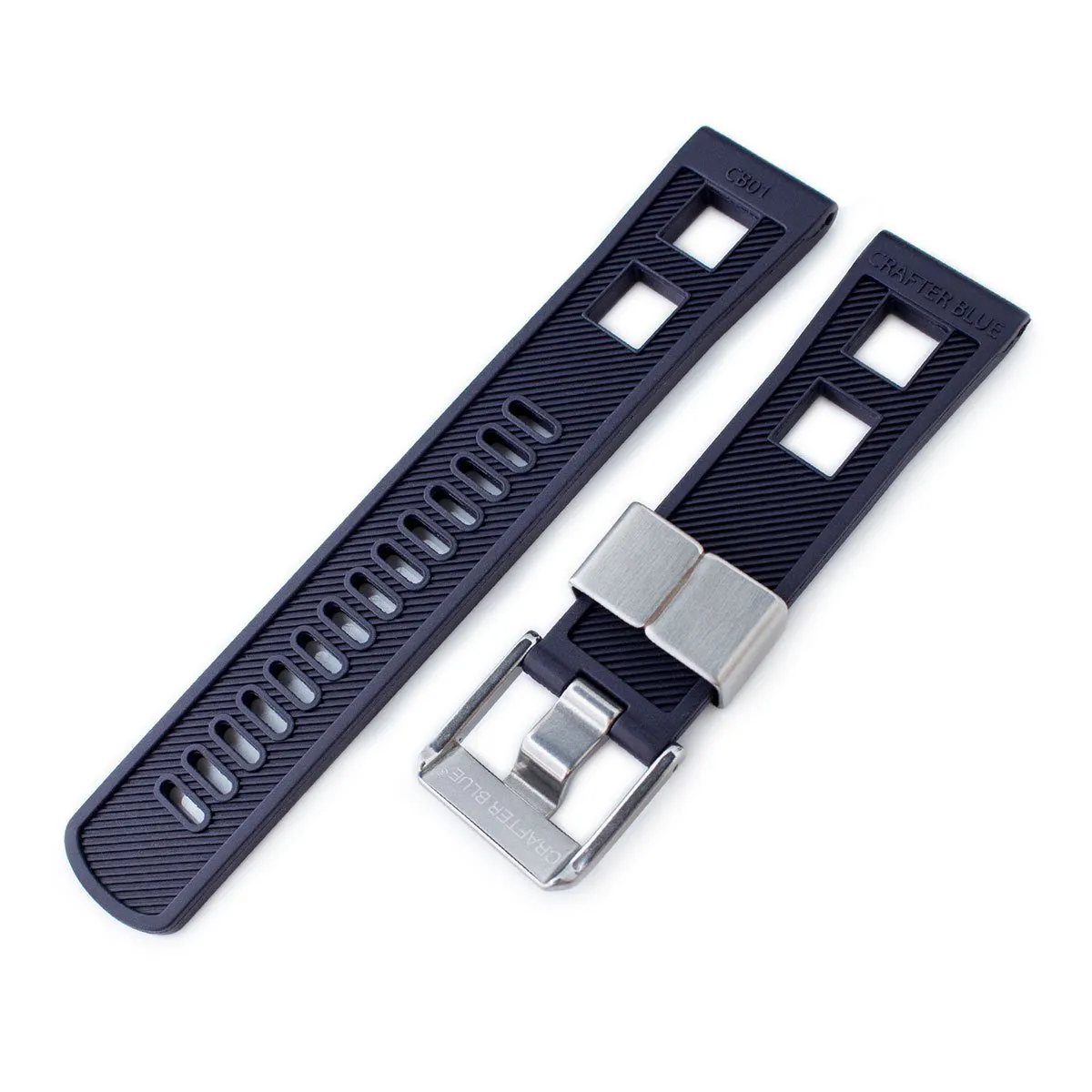 22mm Crafter Blue - Straight Lug Navy Blue Rubber Watch Band