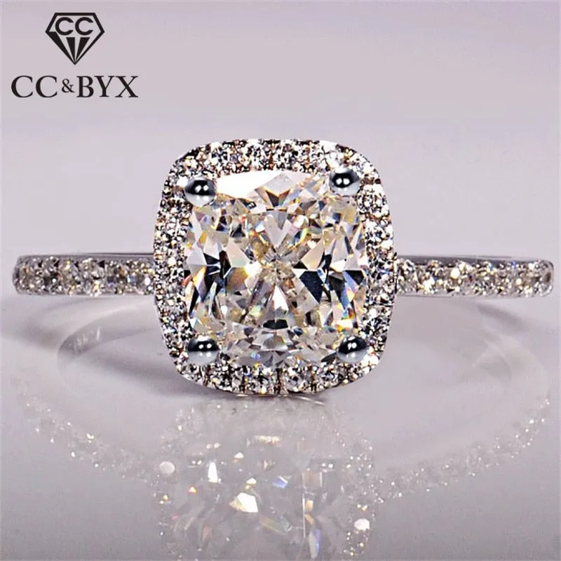 925 Sterling Silver Rings For Women Bridal Wedding Anelli Trendy Jewellery Engagement White Gold Color Anillos Mujer CC595