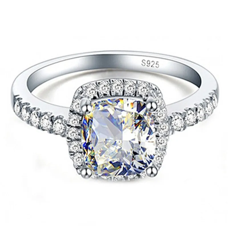 925 Sterling Silver Rings For Women Bridal Wedding Anelli Trendy Jewellery Engagement White Gold Color Anillos Mujer CC595