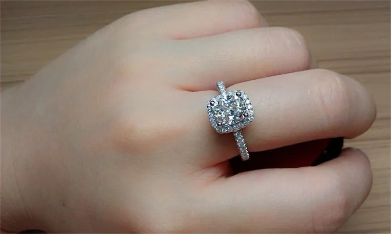 925 Sterling Silver Rings For Women Bridal Wedding Anelli Trendy Jewellery Engagement White Gold Color Anillos Mujer CC595