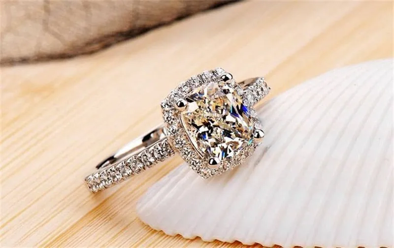 925 Sterling Silver Rings For Women Bridal Wedding Anelli Trendy Jewellery Engagement White Gold Color Anillos Mujer CC595