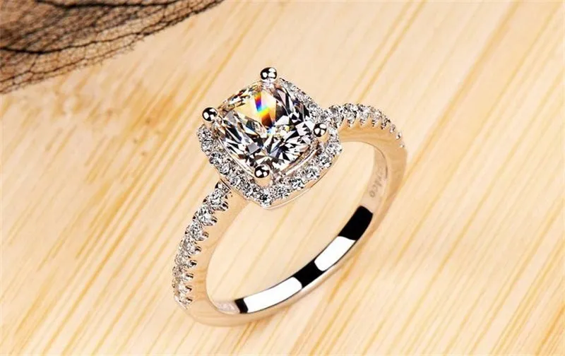 925 Sterling Silver Rings For Women Bridal Wedding Anelli Trendy Jewellery Engagement White Gold Color Anillos Mujer CC595