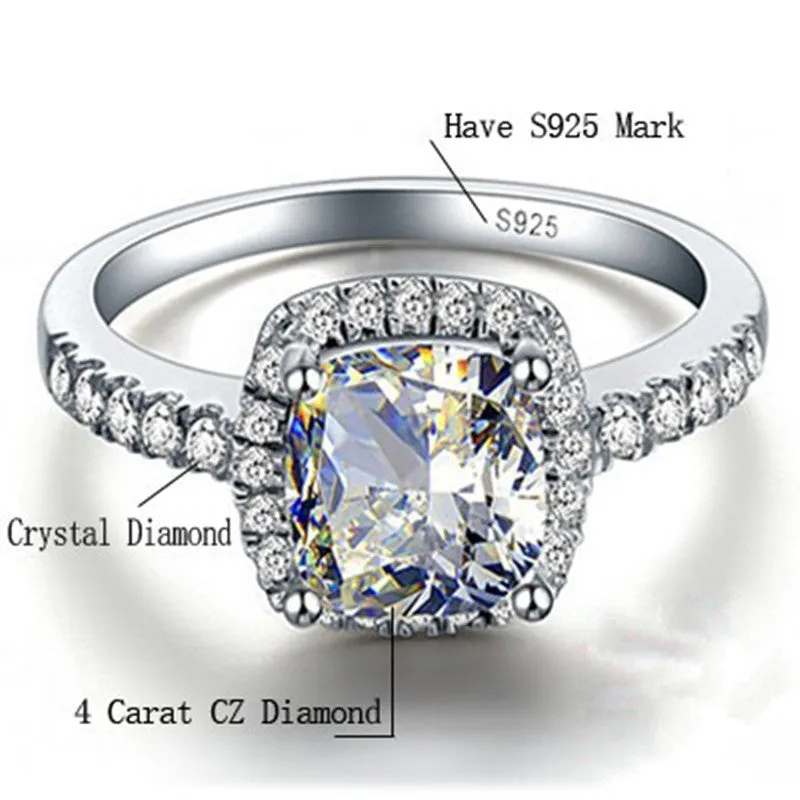 925 Sterling Silver Rings For Women Bridal Wedding Anelli Trendy Jewellery Engagement White Gold Color Anillos Mujer CC595