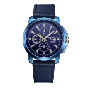 ARIES GOLD INSPIRE CONTENDER BLUE STAINLESS STEEL G 7301A BU-BU BLUE LEATHER STRAP MEN'S WATCH