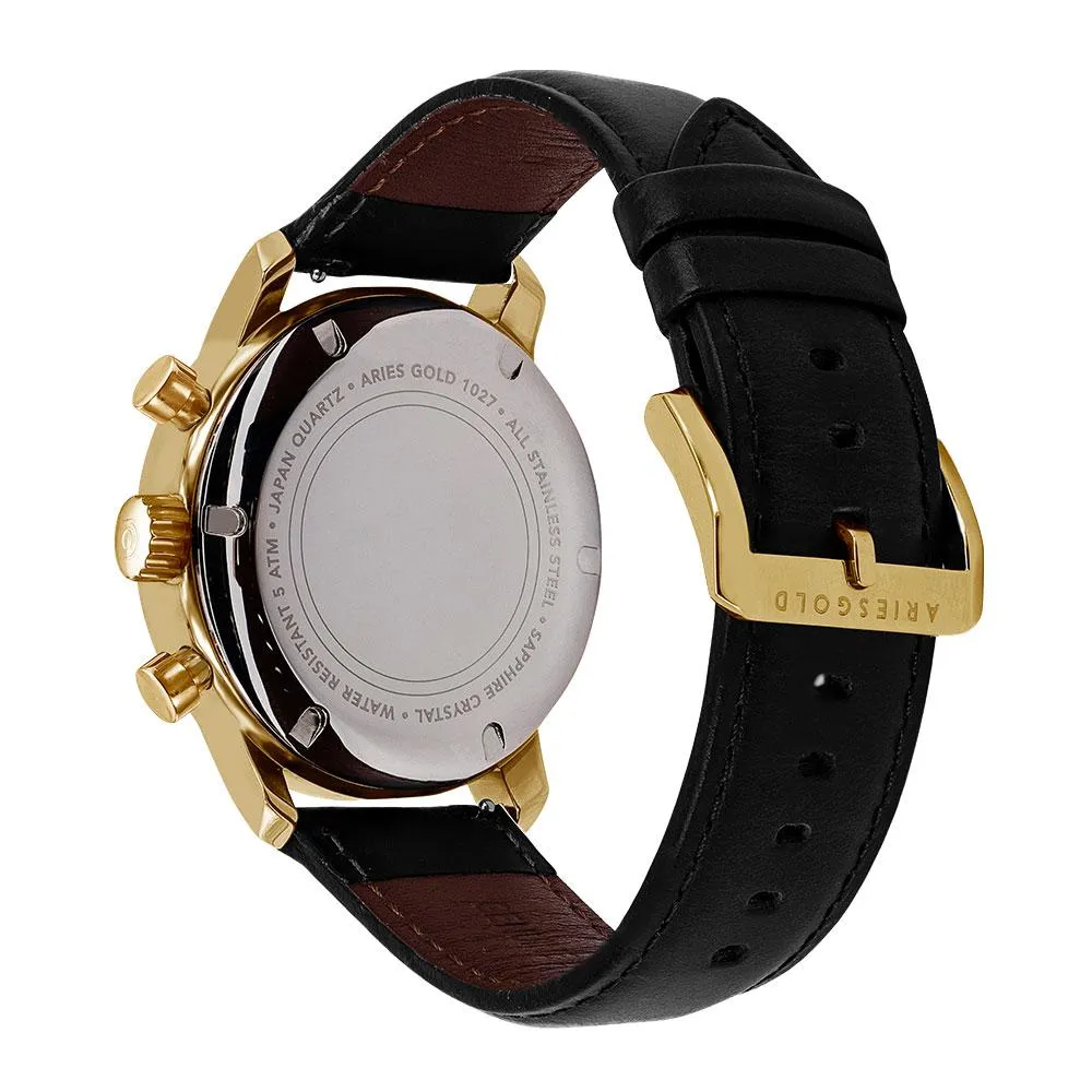 Aries Gold Urban Eternal Black Leather Strap G 1027 G-BKG Watch