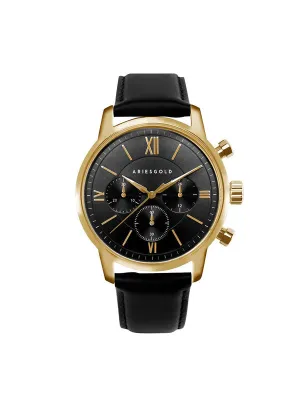 Aries Gold Urban Eternal Black Leather Strap G 1027 G-BKG Watch