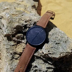 ARIES GOLD URBAN SANTOS BLACK STAINLESS STEEL G 1022 BK-BKME BROWN LEATHER STRAP WOMEN'S WATCH