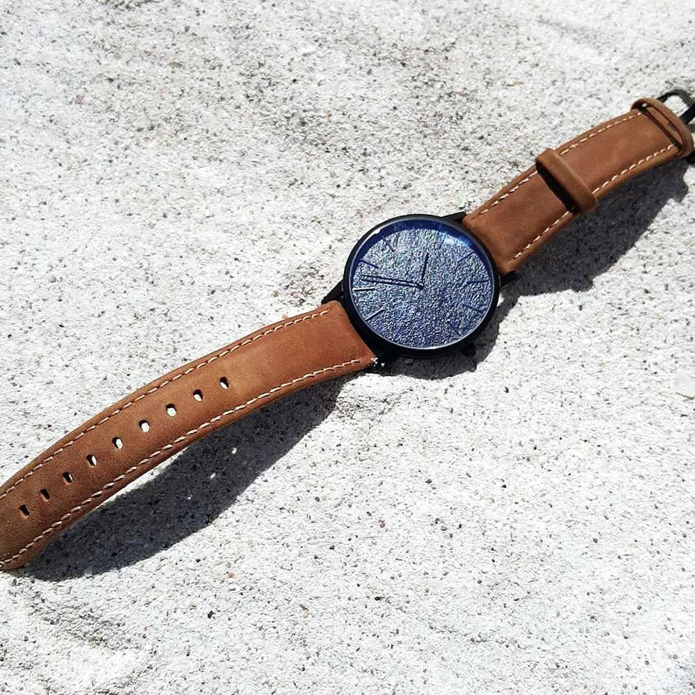 ARIES GOLD URBAN SANTOS BLACK STAINLESS STEEL G 1022 BK-BKME BROWN LEATHER STRAP WOMEN'S WATCH