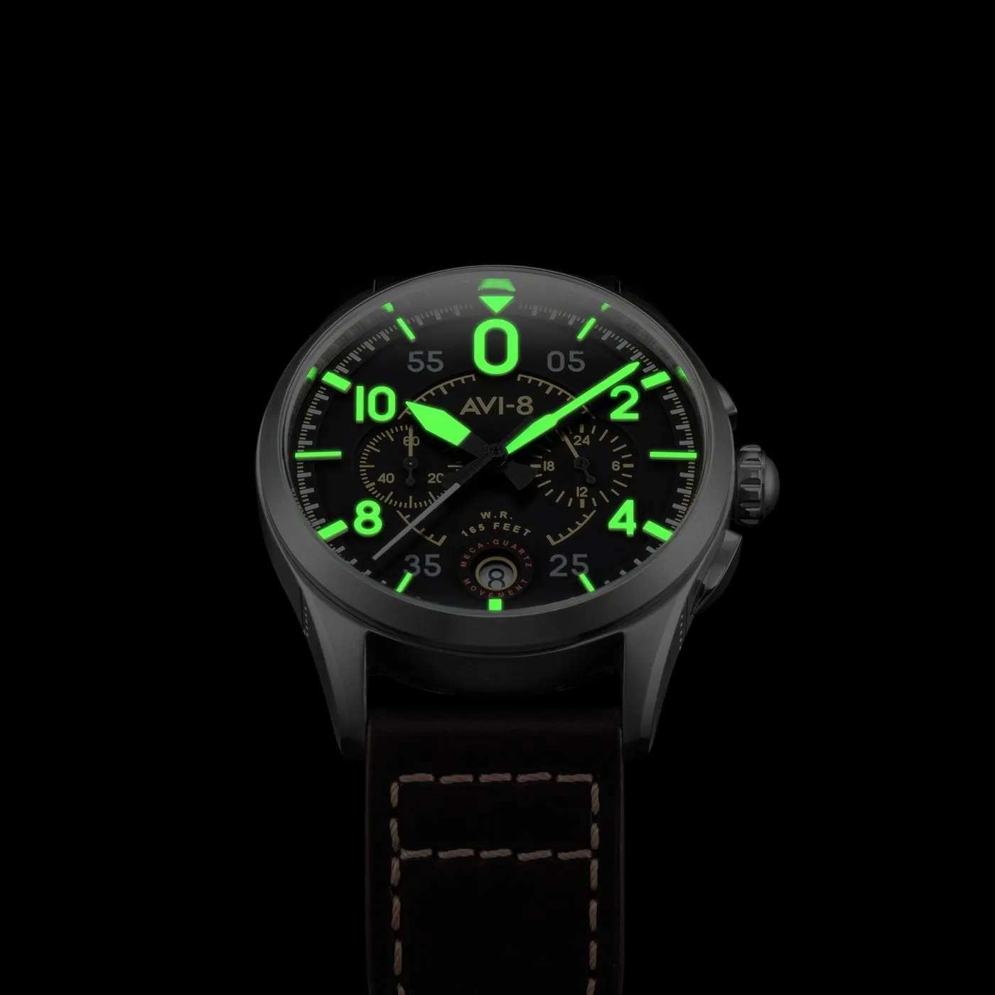 AVI-8 Spitfire Lock Midnight Oak Chrono Watch AV-4089-01