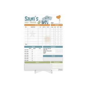 Baby Daily Tracker (Elephant) - Personalised Infant Care Chart