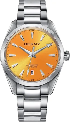 BERNY Automatic Watch for Men NH35 Movement Mechanical Watches with Screw-in Crown 20ATM Waterproof Sapphire Glass Stainless Steel Wristwatch Super Luminous