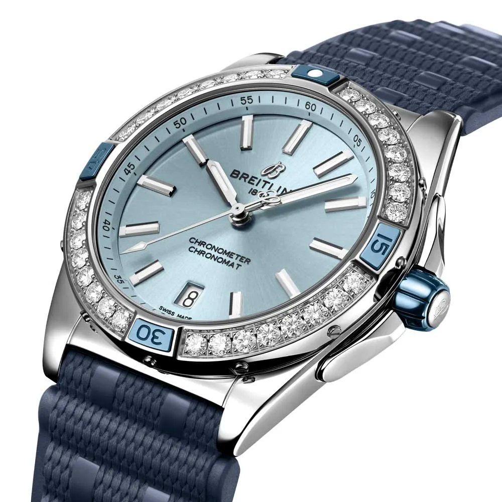 Breitling Super Chronomat 38mm Blue Dial Automatic Ladies Watch A17356531C1S1