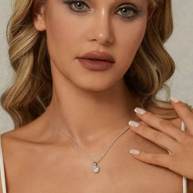 Carat Moissanite Pendant Necklace For Women High Quality 925 Sterling Silver Dazzling Wedding Party Bridal Jewelry