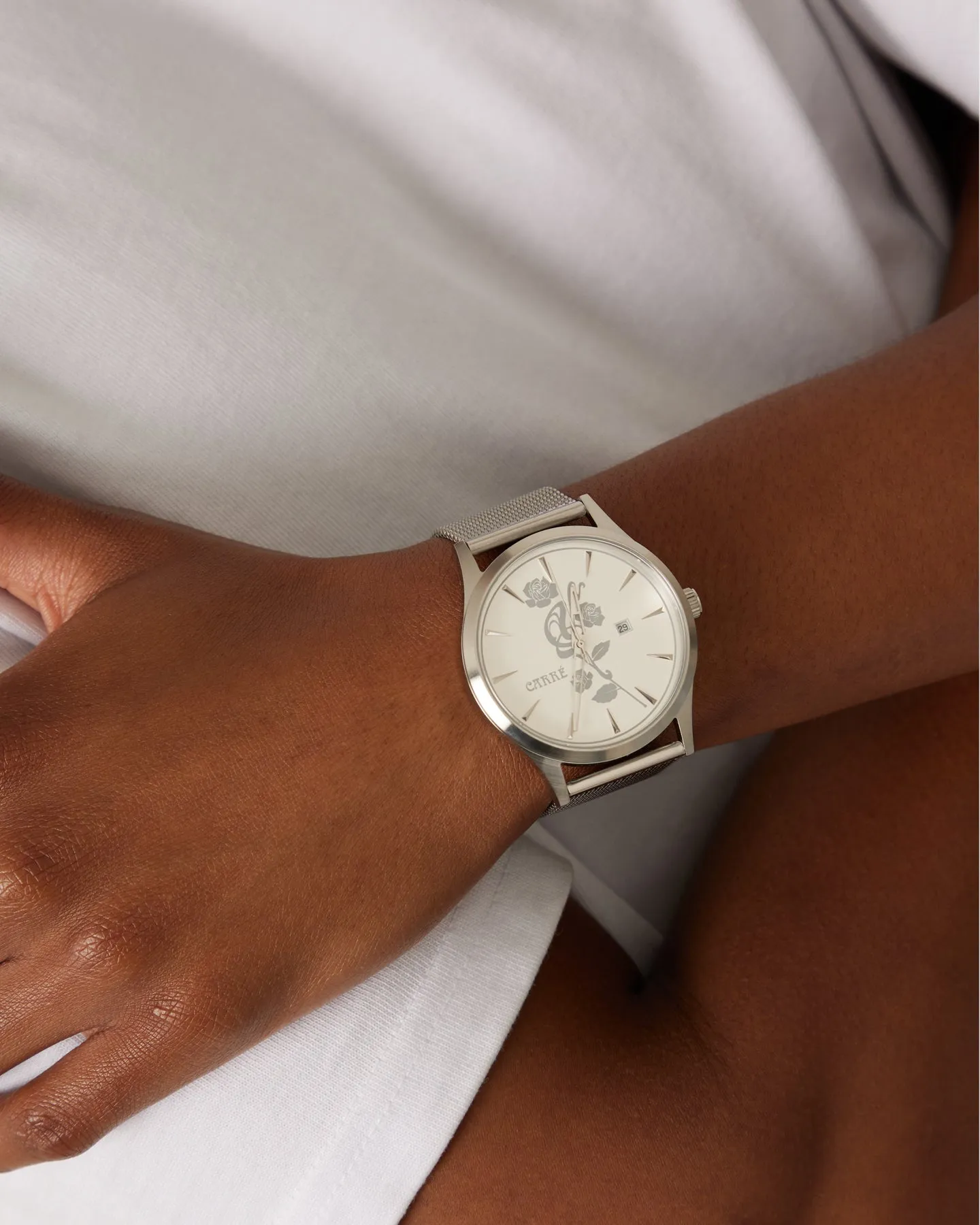 Carre Tourbillion Watch Silver