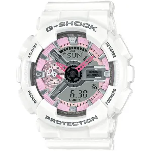 Casio Womens G-Shock White Resin Strap Pink Analog-Digital Dial Quartz Watch - GMAS110MP-7A