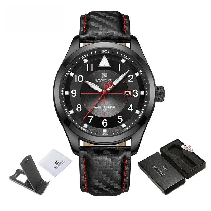 Casual Leather Strap Men Watches Fashion Analog Quartz Calendar Waterproof Wristwatch