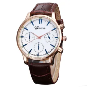 Cheap Price! Hot Sale 2017 Men Watch Faux Leather Analog Quartz Wristwatch Simple Design Man Casual Dress Watches Relogio