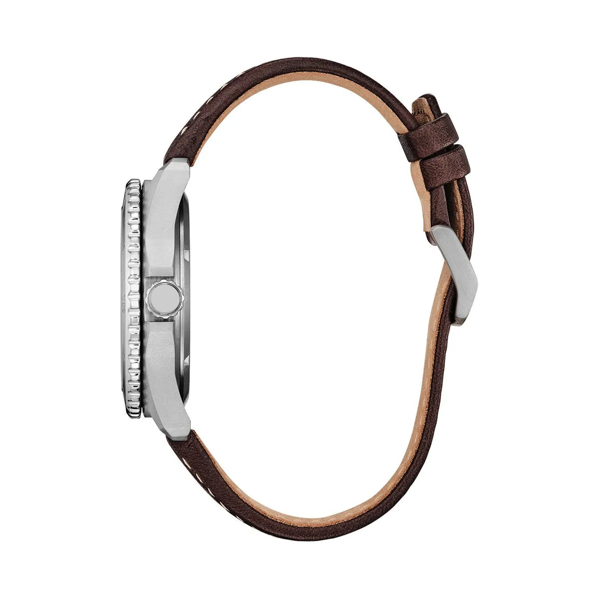 Citizen Brycen Super Titanium Watch with 41MM Blue Dial and Brown Leather Strap. AW1840-09L