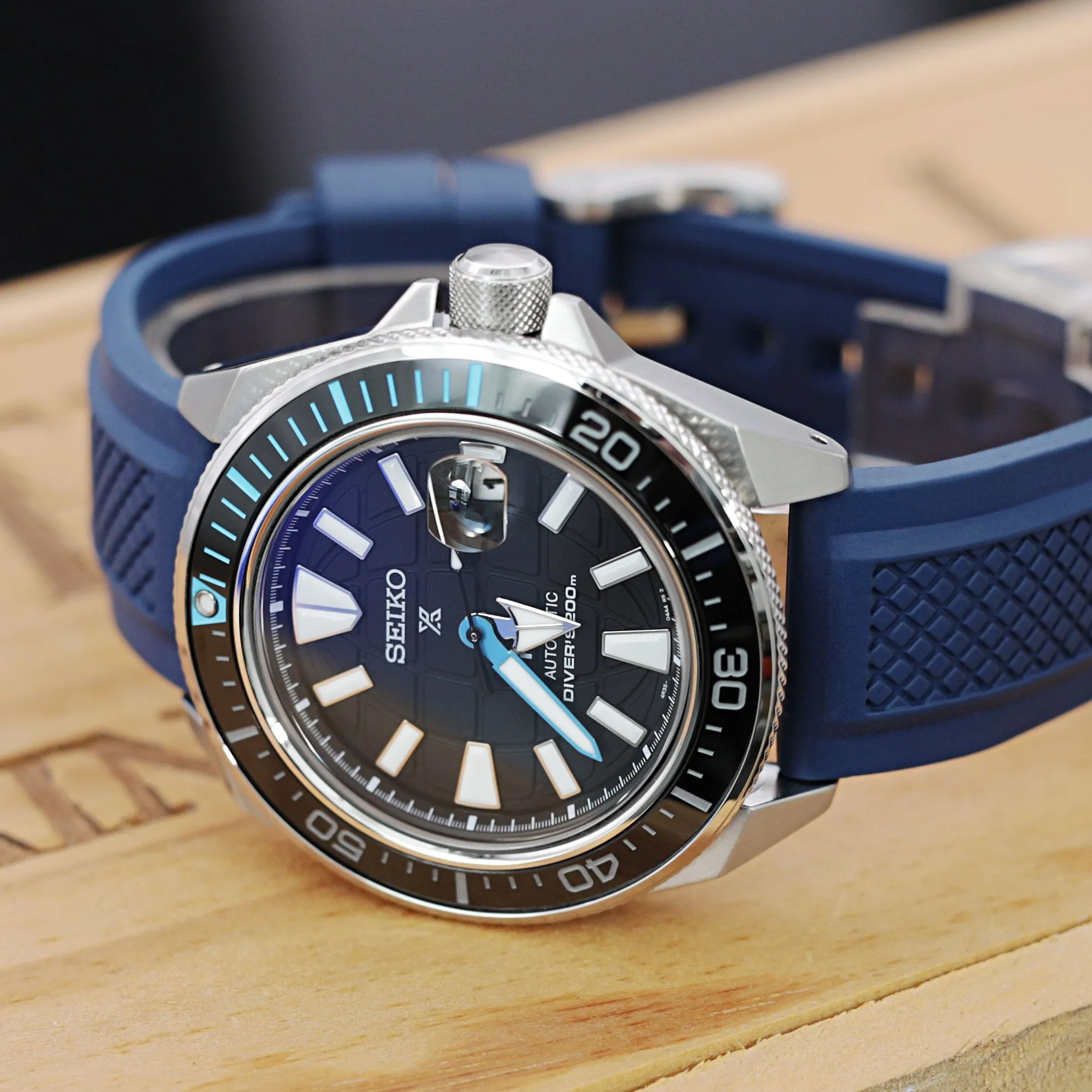 Crisscross Blue FKM Quick Release Rubber Strap, 20mm or 22mm