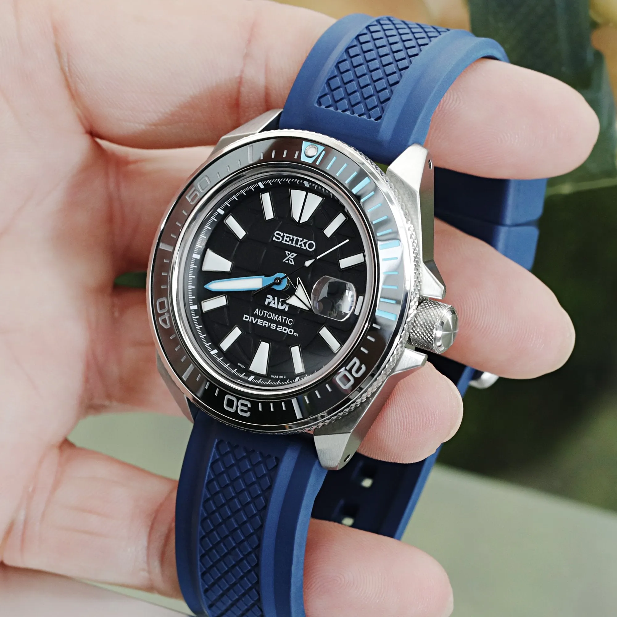 Crisscross Blue FKM Quick Release Rubber Strap, 20mm or 22mm