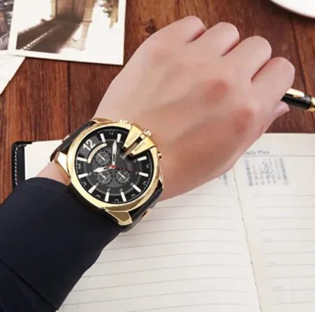 Curren Men Watches Luxury Gold Male Fashion Leather Strap Outdoor Casual Sport Wristwatch with Big Dial