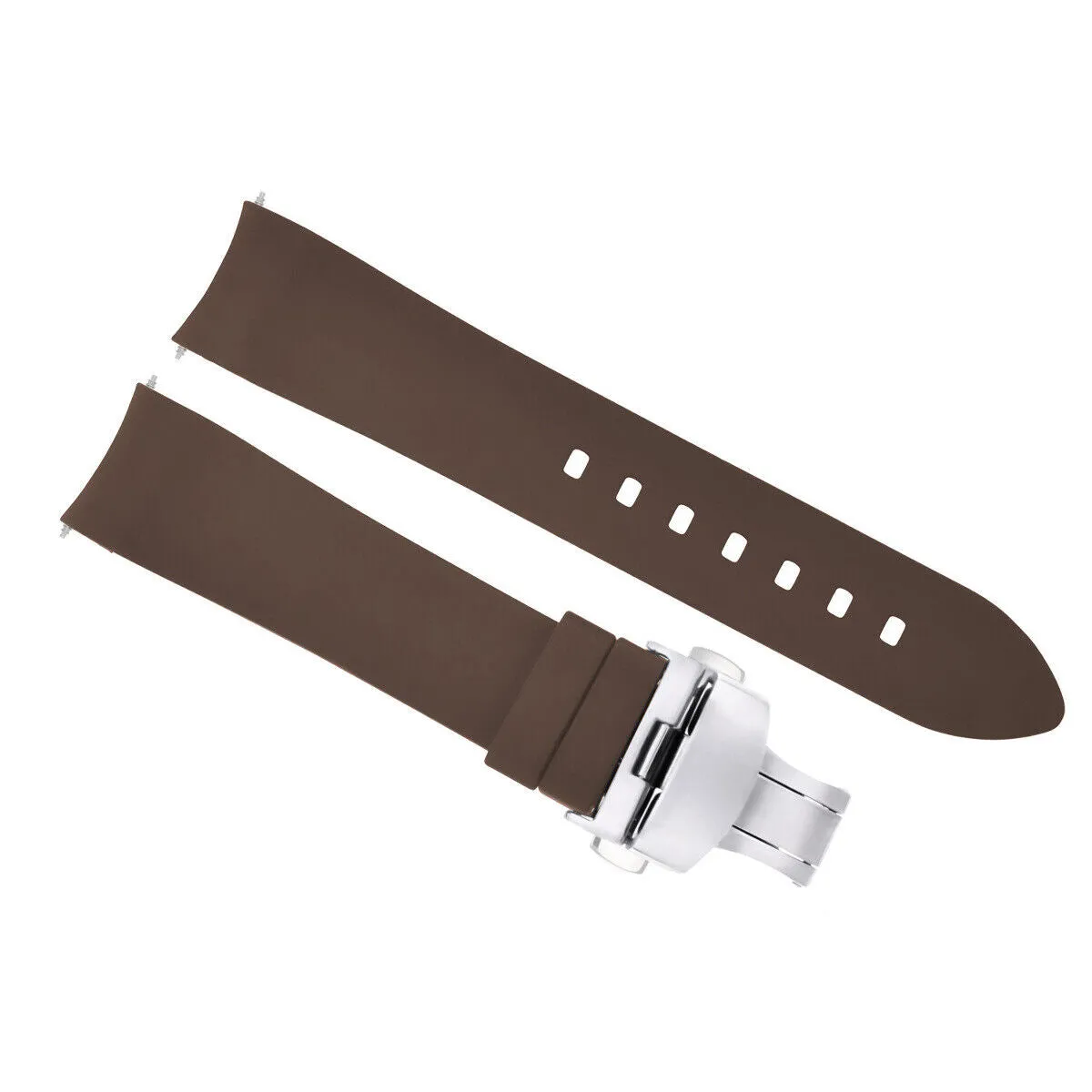CURVED END SILICONE WATCH BAND RUBBER STRAP  CLASP - 19MM