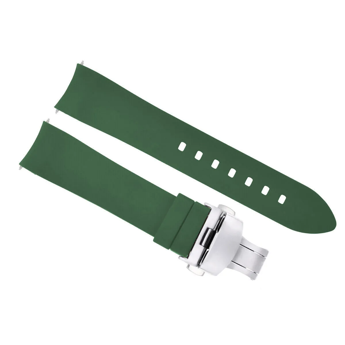 CURVED END SILICONE WATCH BAND RUBBER STRAP  CLASP - 19MM