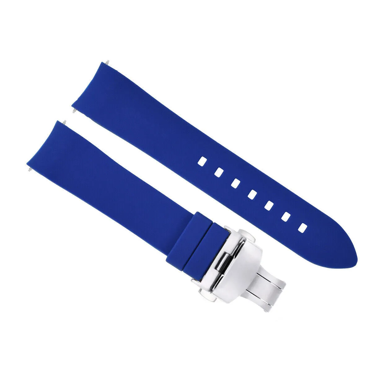CURVED END SILICONE WATCH BAND RUBBER STRAP  CLASP - 19MM