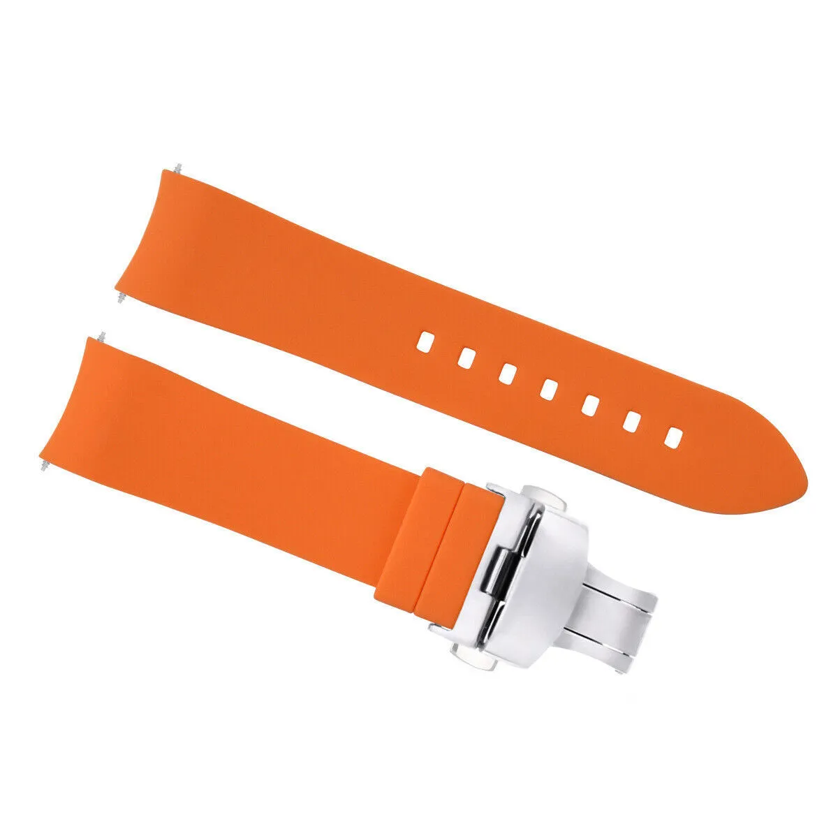 CURVED END SILICONE WATCH BAND RUBBER STRAP  CLASP - 19MM