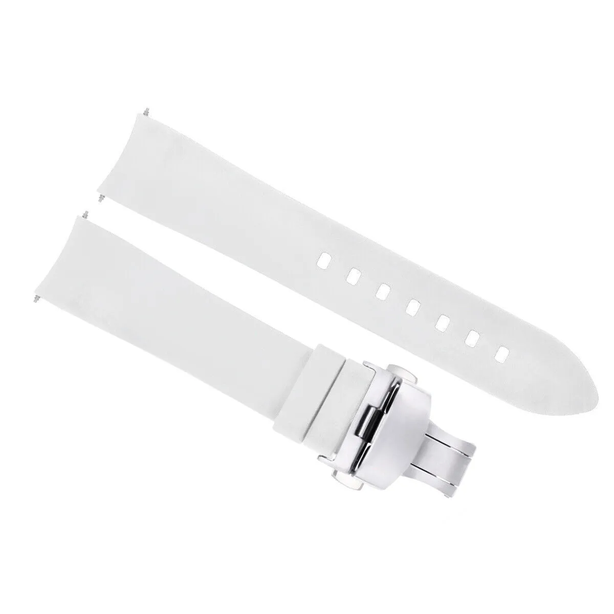 CURVED END SILICONE WATCH BAND RUBBER STRAP  CLASP - 19MM
