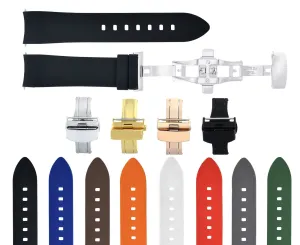CURVED END SILICONE WATCH BAND RUBBER STRAP  CLASP - 19MM