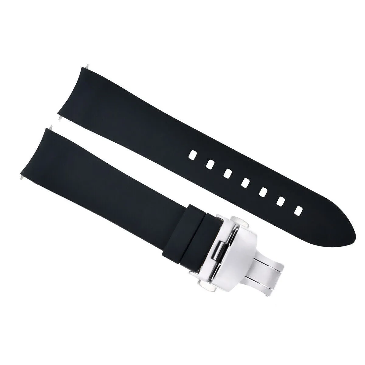 CURVED END SILICONE WATCH BAND RUBBER STRAP  CLASP - 19MM