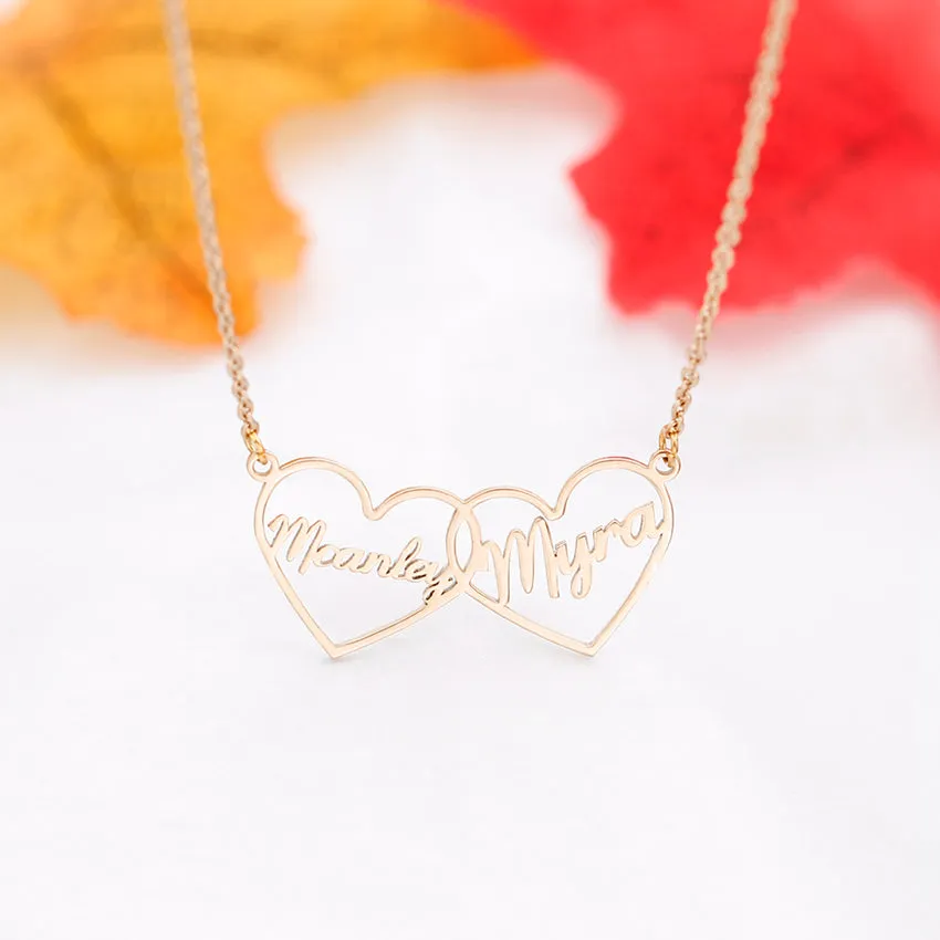 Custom Double Name Intertwined Heart Necklace