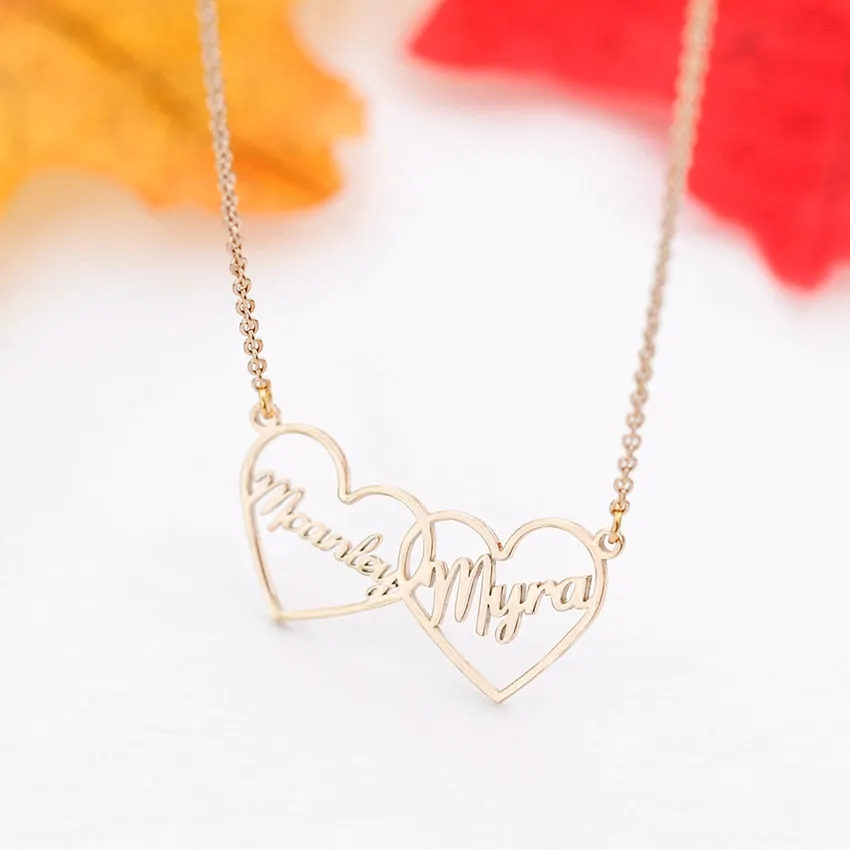 Custom Double Name Intertwined Heart Necklace