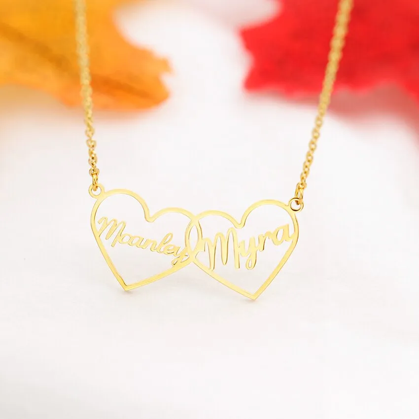 Custom Double Name Intertwined Heart Necklace