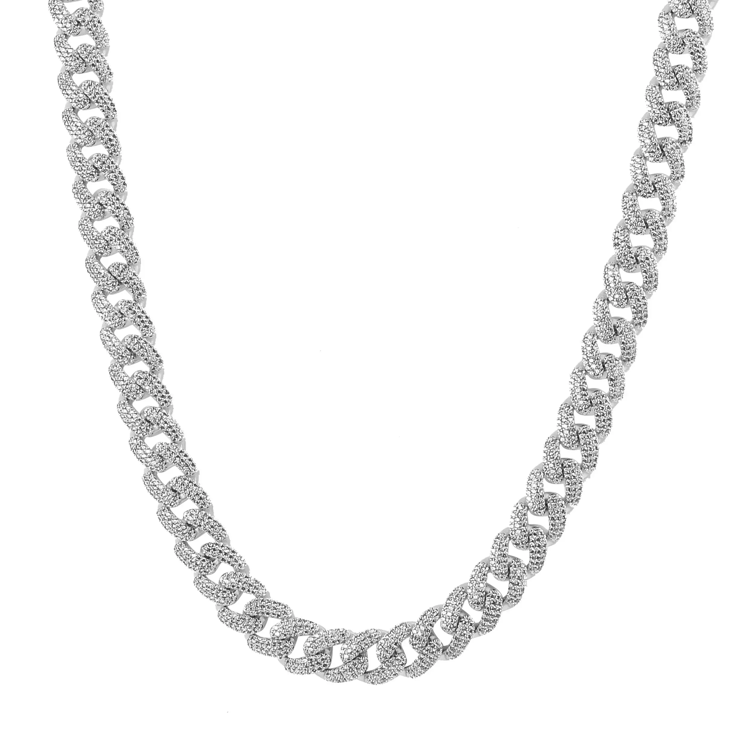 Dazzling 12 MM 925 Sterling Silver Cuban Chain with Radiant Cubic Zirconia