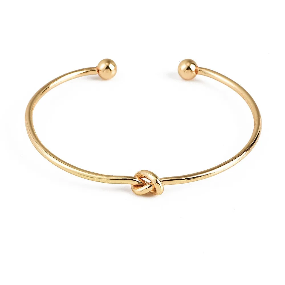 DIEZI 4PCS/Set Retro  Knotted Cactus Triangle Charm Chain Bracelets for Women Fashion Gold Chain Bracelets Bangles Jewelry