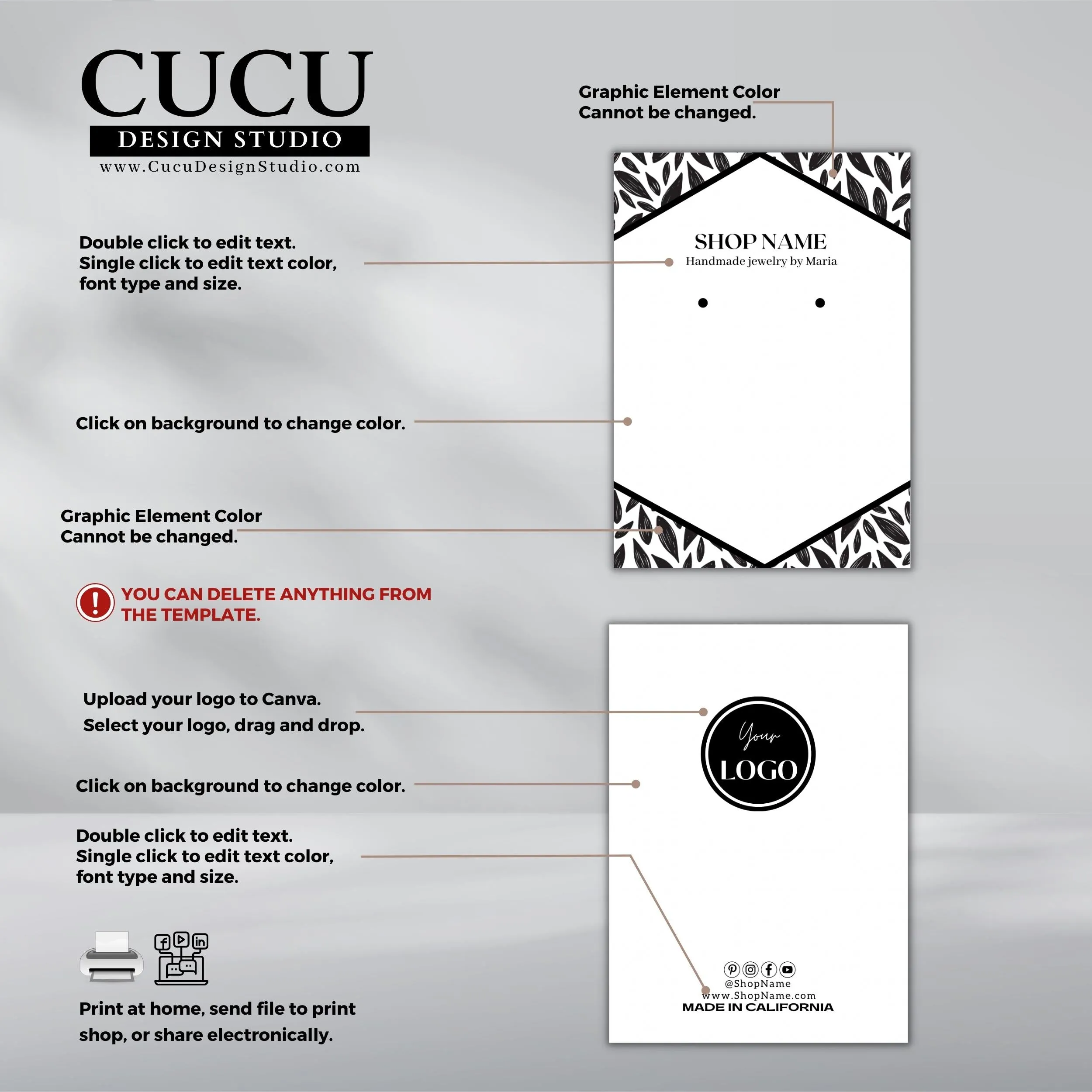 Earring Package Template Card