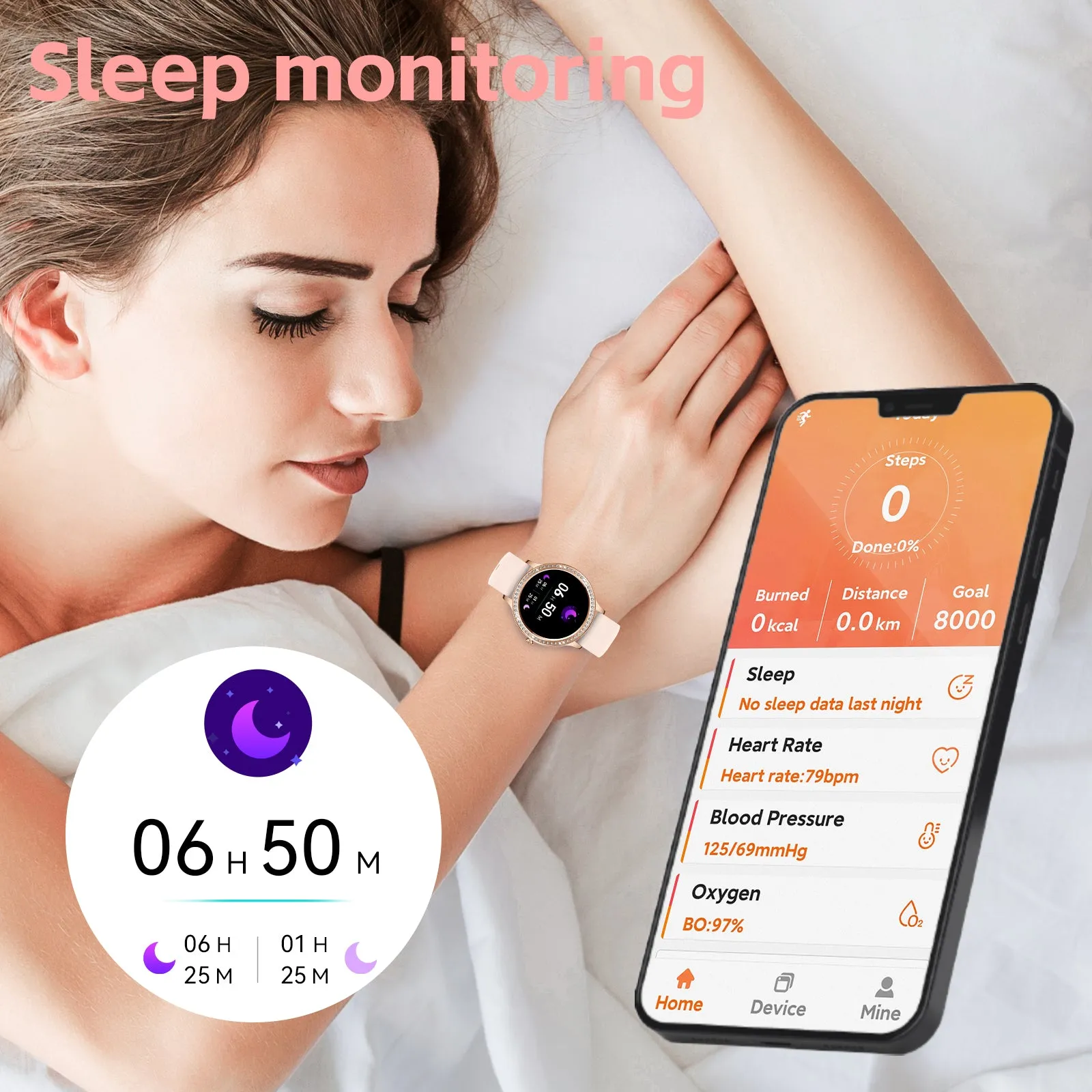 EIGIIS Smart Watches for Women Fashionable Look Ladies Smart Watch with Bluetooth Calls Heart Rate Sleep Monitor Fitness Trackers Watch with Step Counter Message Reminder for iOS Android