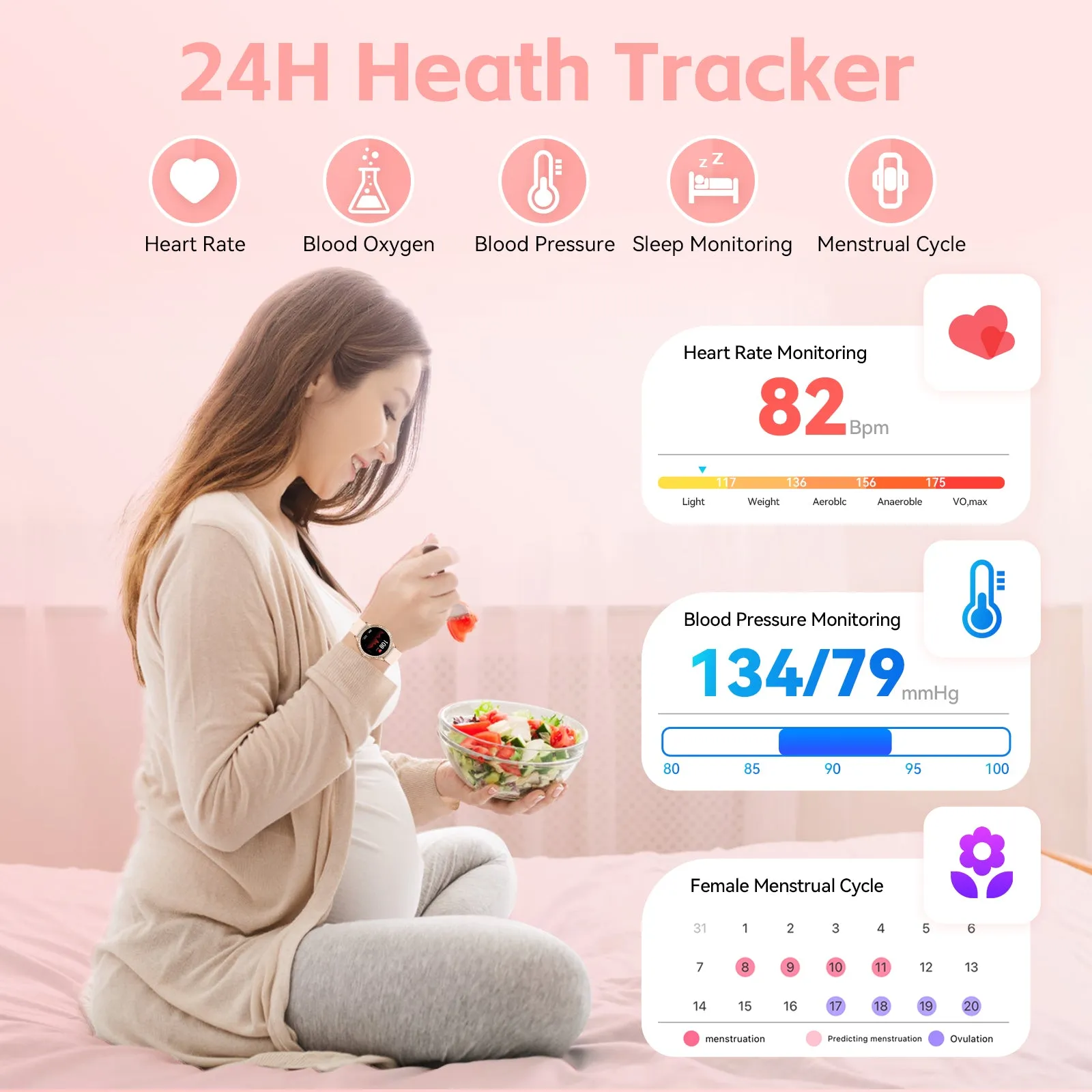 EIGIIS Smart Watches for Women Fashionable Look Ladies Smart Watch with Bluetooth Calls Heart Rate Sleep Monitor Fitness Trackers Watch with Step Counter Message Reminder for iOS Android